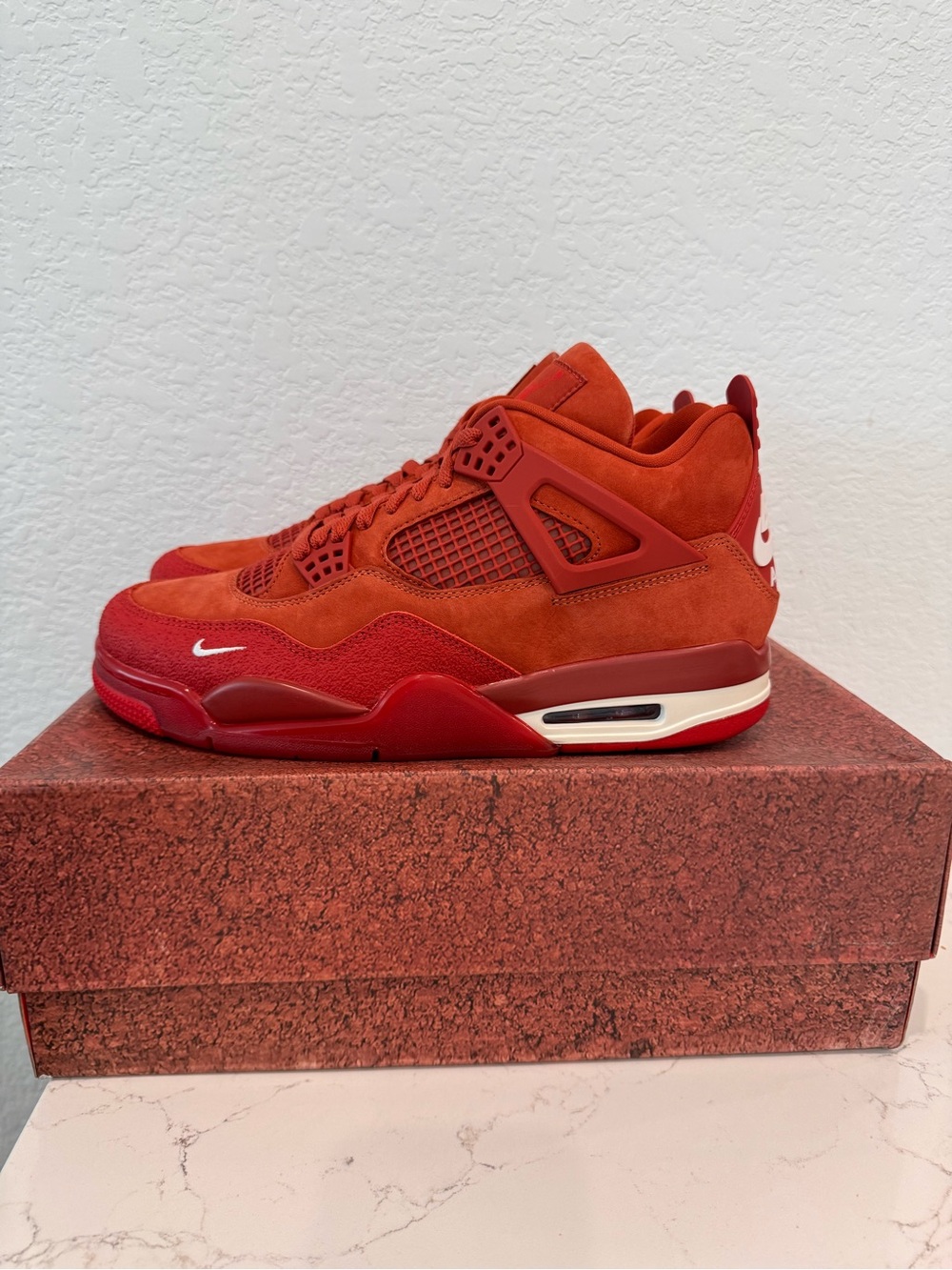Nike Air Jordan 4 “brick by brick” Retro Red Suede Men's Sneakers